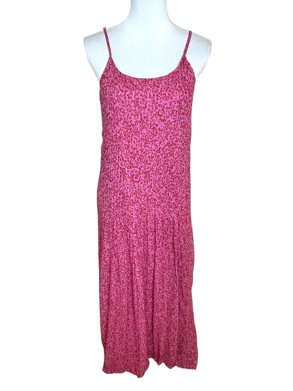 Chan Luu Silk Pin Tuck Maxi Dress Pink Floral Size Small